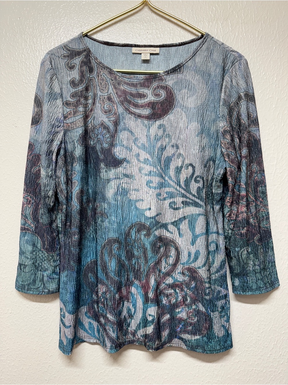 Coldwater Creek Teal Paisley Top Large
